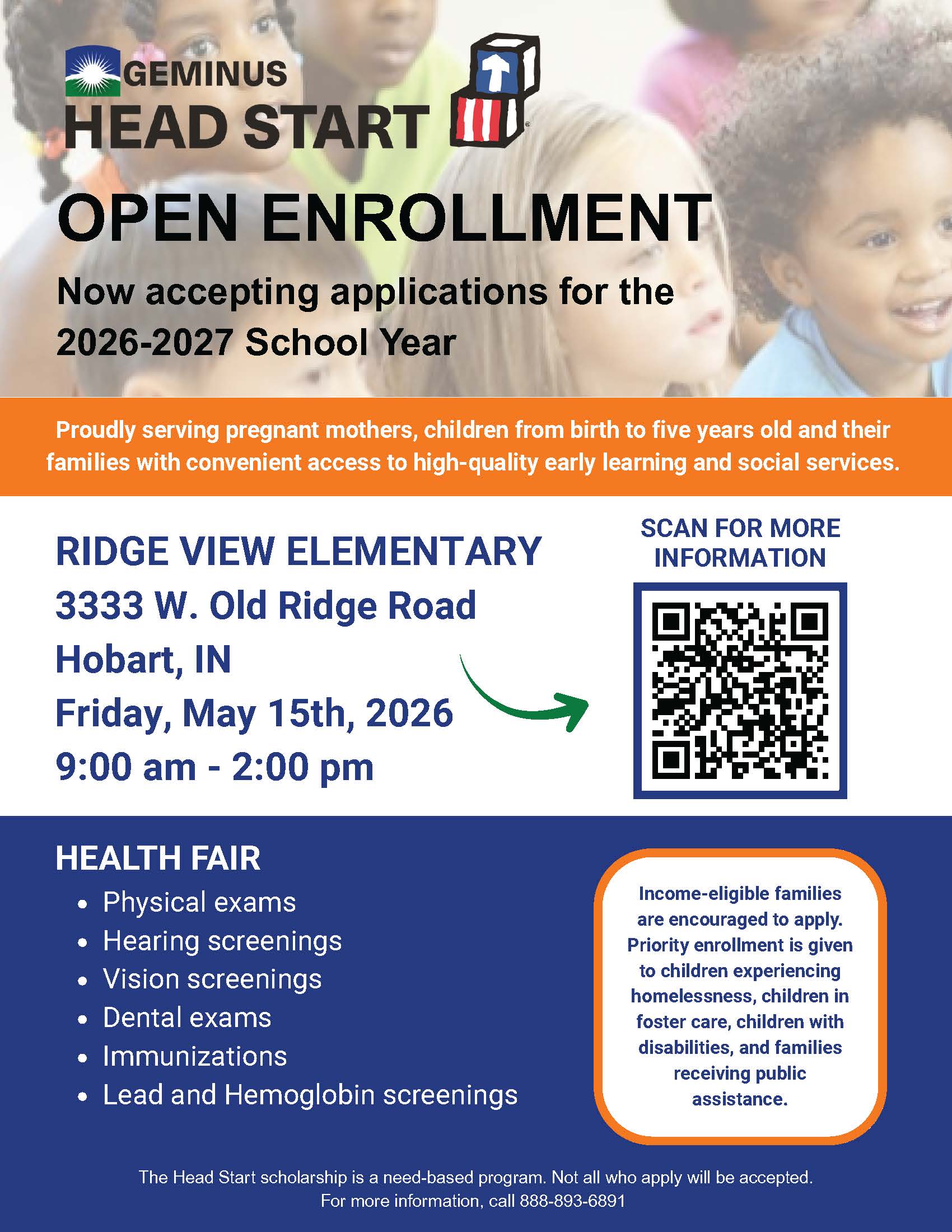 Hobart Ridge View 2026-2027 Geminus Open Enrollment Flyer (3-9 update)