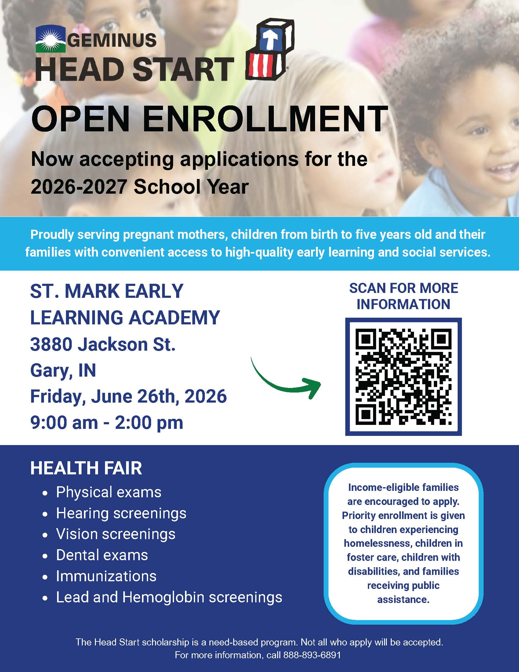 Gary St. Mark 2026-2027 Geminus Open Enrollment Flyer (3-9 update)